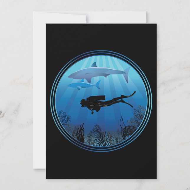 Carte Plongée plongée plongée avec requin (Devant)