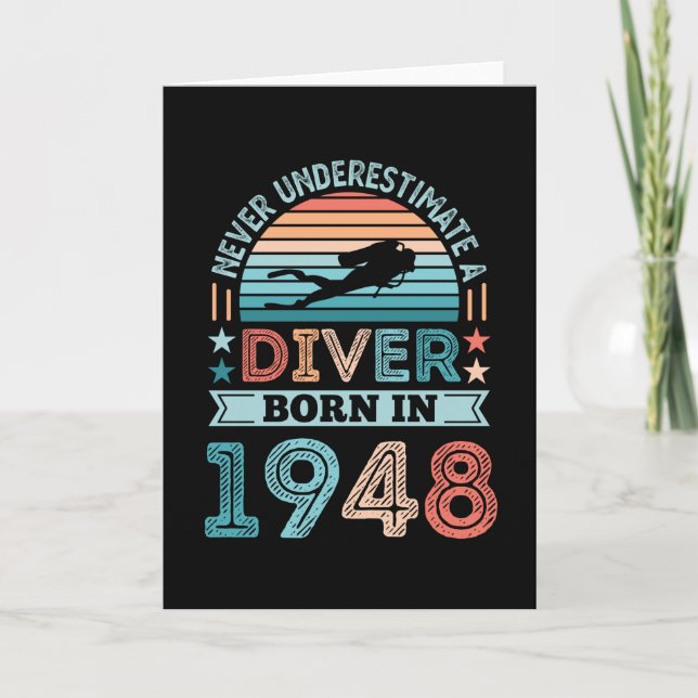 Carte Plongeur né 1948 80e Anniversaire Diving Gift Fan (Devant)