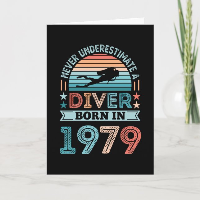 Carte Plongeur né 1979 50e Anniversaire Diving Gift Fan (Devant)
