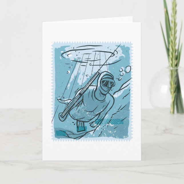 Carte Plongeur Pêcheur à la Lance Cadeau de Plongée sous (Devant)