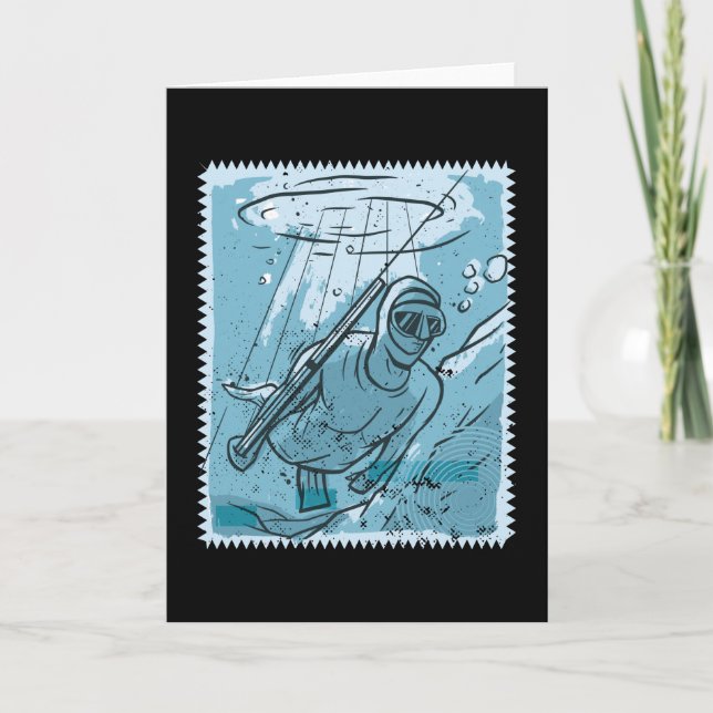Carte Plongeur Spear Pêche Spearfish Plongée Cadeau Papa (Devant)