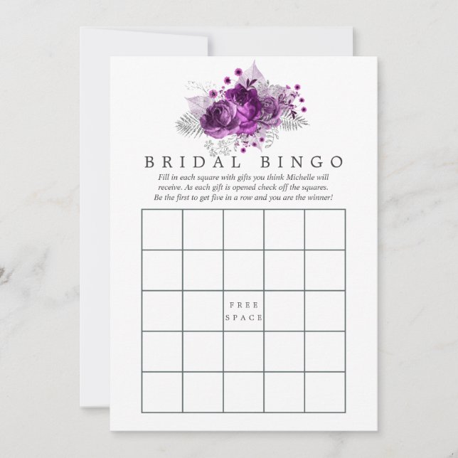 Carte Plum et marine Aquarelle Florale Bingo (Devant)