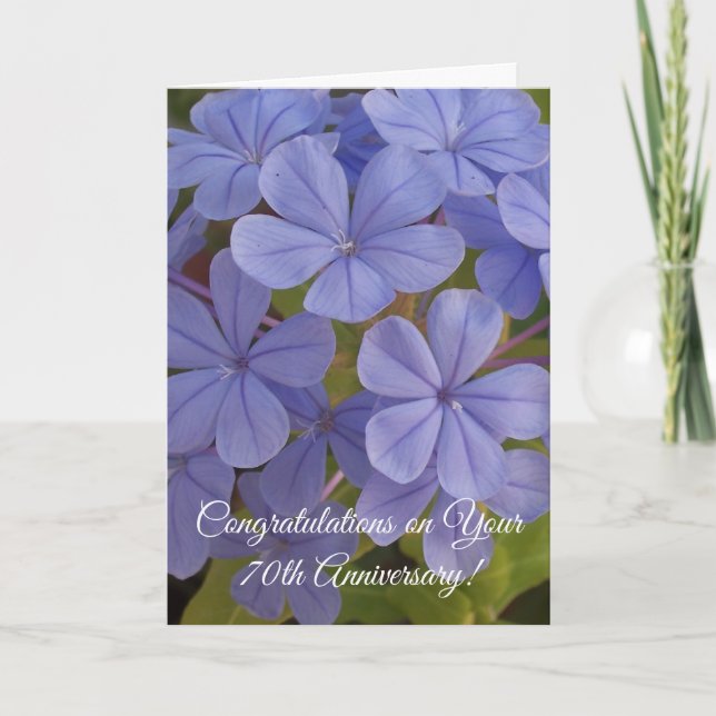 Carte Plumbago Personnalisé 70e anniversaire de Mariage (Devant)