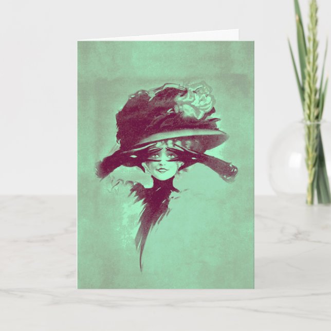 Carte Plume lumineuse de casquette de yeux de femme (Devant)
