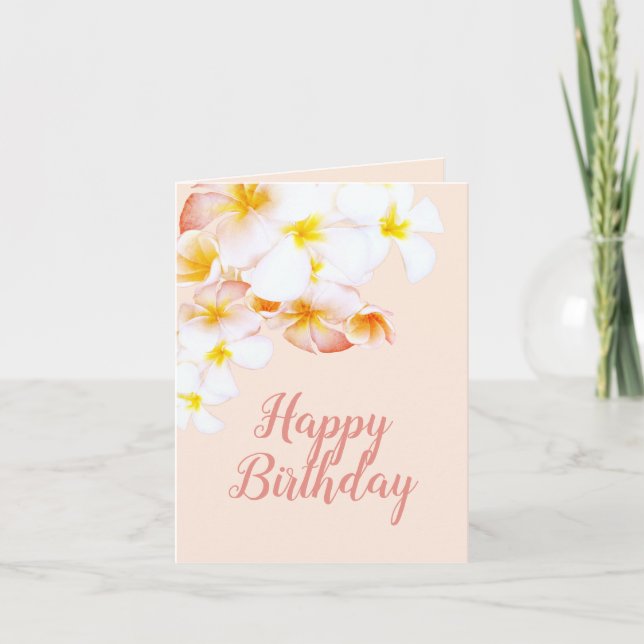 Carte Plumeria hawaïenne Frangipani Joyeux anniversaire (Devant)