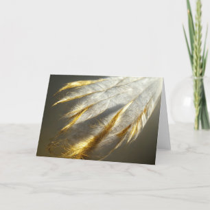 Carte Plumes blanches dorées