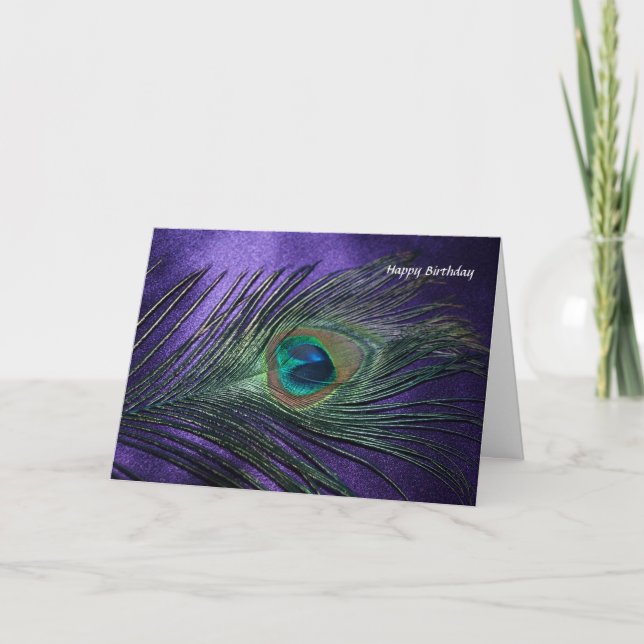 Carte Plumes de paon violet soyeux (Devant)