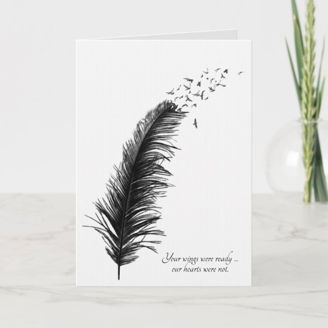 Carte plumes noires aux oiseaux sympathie (Devant)