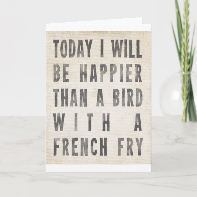 Carte Plus Heureux Qu'Un Oiseau Avec Une Fry Française (Devant)