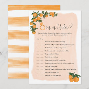 Carte Plus ou moins Orange Citrus Fête des mariées Jeu