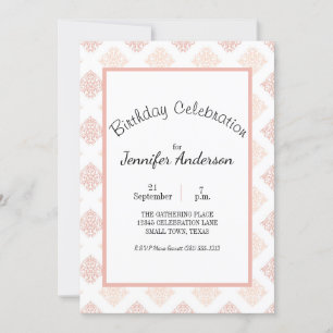 Carte Poche Blush Damask Sweet 16 Anniversaire