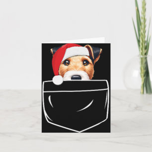 Carte Poche de Noël Feu Fox Terrier Chien Santa Hat