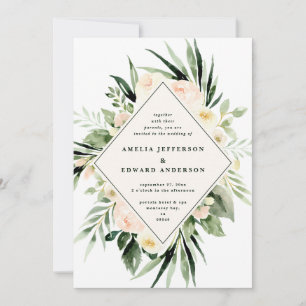 Carte Poche et crème feuille d'aquarelle + mariage du fe
