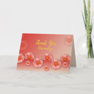 Carte Poche & Fleurs roses Merci Personnaliser