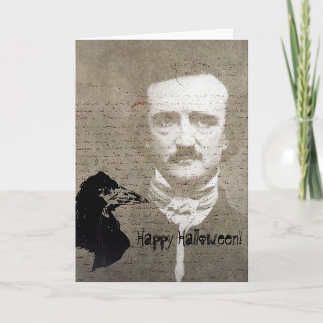 Carte Poe et l'art numérique grunge de Raven, Halloween (Devant)