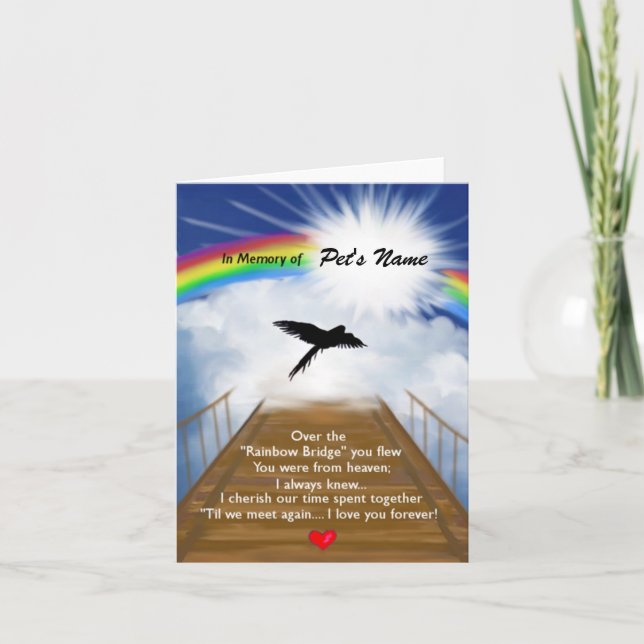 Carte Poème commémoratif du pont Rainbow pour les oiseau (Devant)