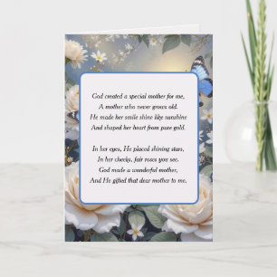 Carte Poème d'anniversaire pour maman papillons bleus et