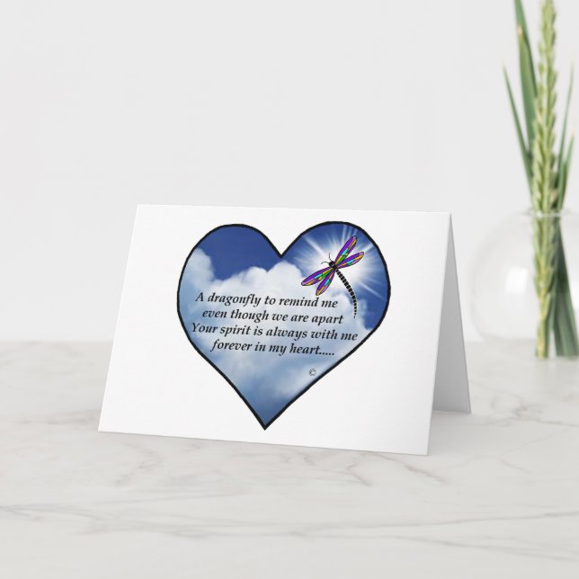 Carte Poème de coeur de libellule (Devant)