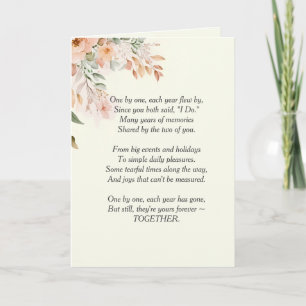 Carte Poème de l'anniversaire du Mariage floral