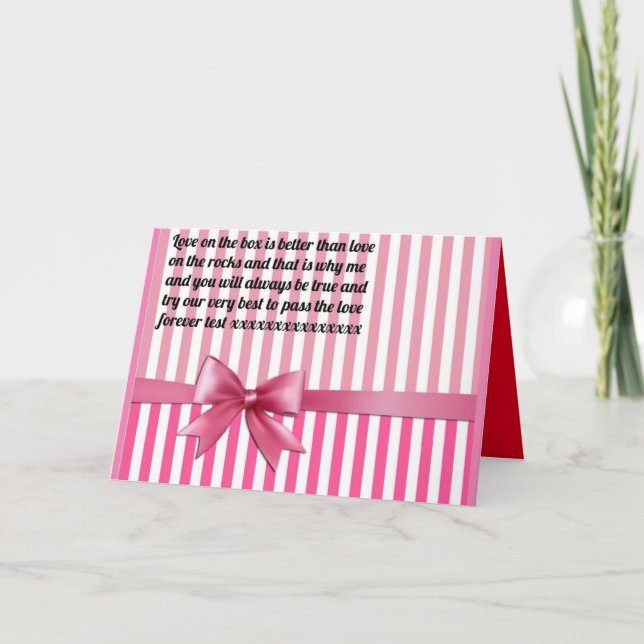 Carte Poème de message romantique sur boîte rose avec ar (Devant)