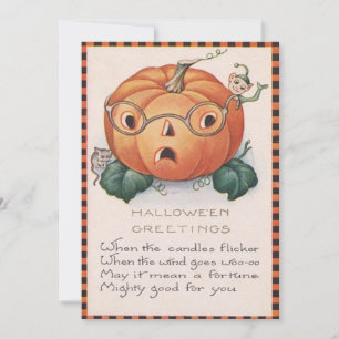 Carte Poème de souris Elf Citrouille Jack-o'-lantern