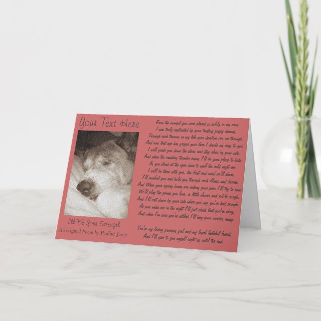 Carte poème de sympathie pour les animaux d'un vieux chi (Devant)