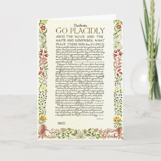 CARTE Poème DESIDERATA Max Ehrmann-Fleurs sauvages (Devant)