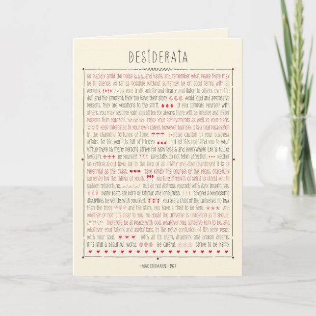 Carte Poème Inspirateur Desiderata (Devant)