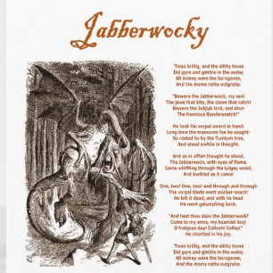 Carte Poème Jabberwocky de Lewis Carroll (Adder noir)