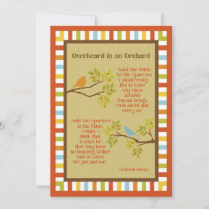 Carte Poème "Overheard in an Orchard" (Robin & Sparrow)