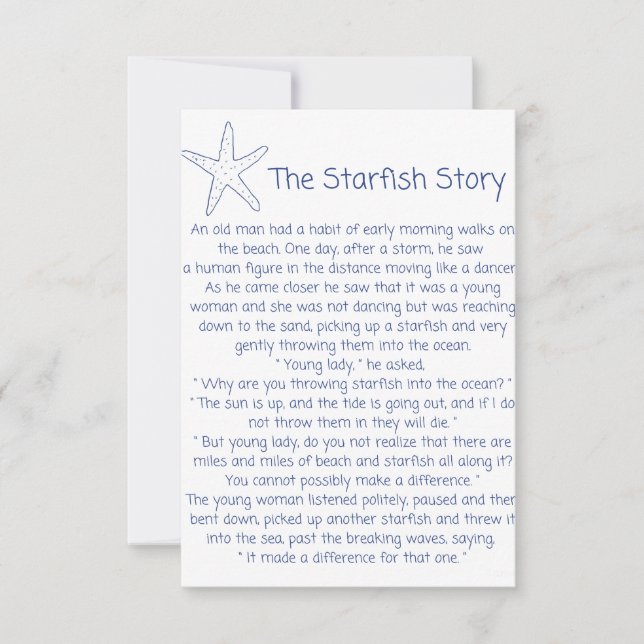 Carte Poème Starfish, histoire Starfish, cadeau Foster m (Devant)