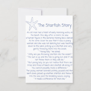 Carte Poème Starfish, histoire Starfish, cadeau Foster m