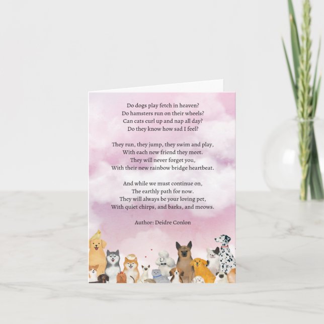 Carte Poésie Sympathie pour animaux (Devant)
