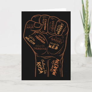 Carte Poing Puissant Main Inspirant les Dirigeants Noirs
