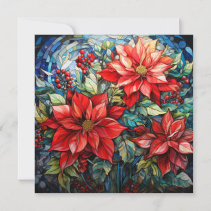 Carte Poinsettia de Noël en verre tendu