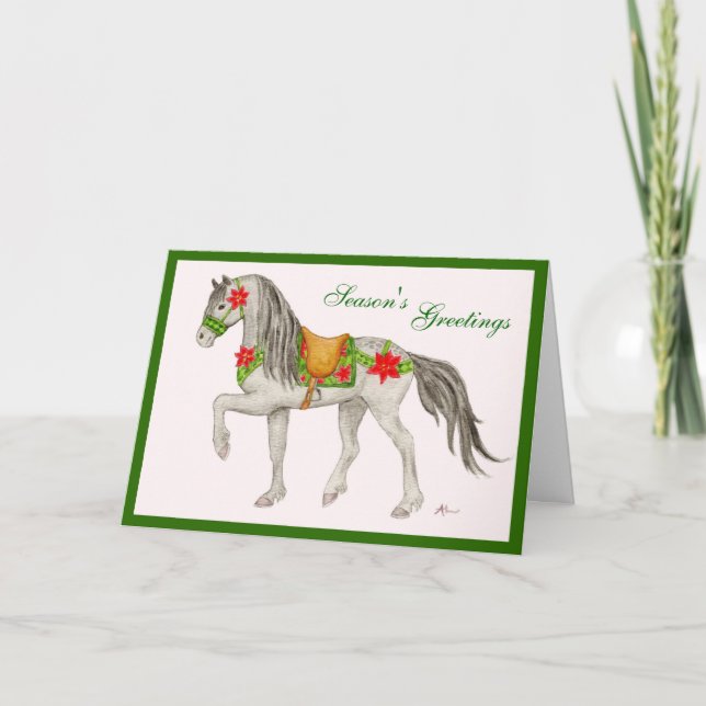 Carte Poinsettia Horse (Devant)