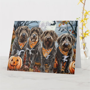 Carte Pointeur à poils durs Griffon Halloween Éffrayant