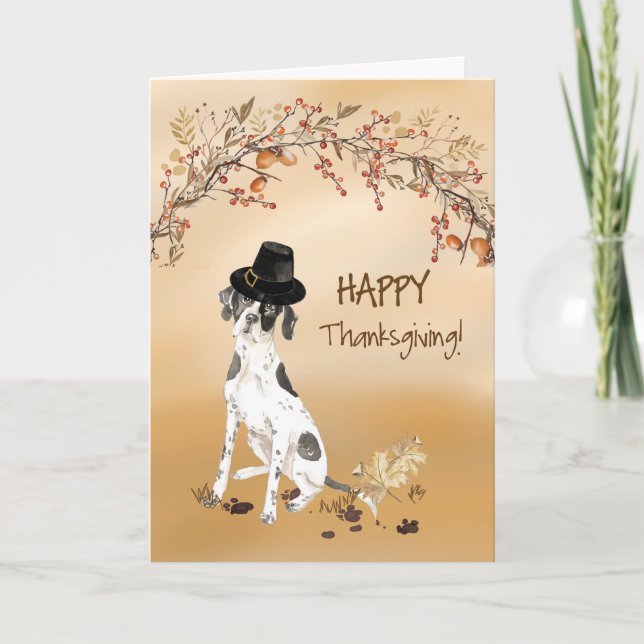 Carte Pointeur anglais Funny Pèlerin Casquette Thanksgiv (Devant)