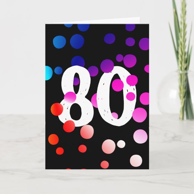 Carte Points arc-en-ciel 80e anniversaire sur noir (Devant)