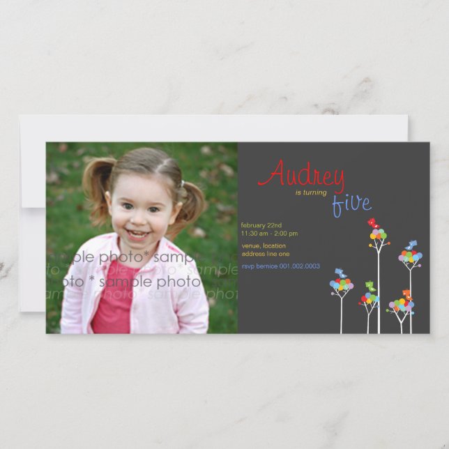 Carte Points couleur Whimsical Oiseaux Arbre Enfants 5e  (Devant)