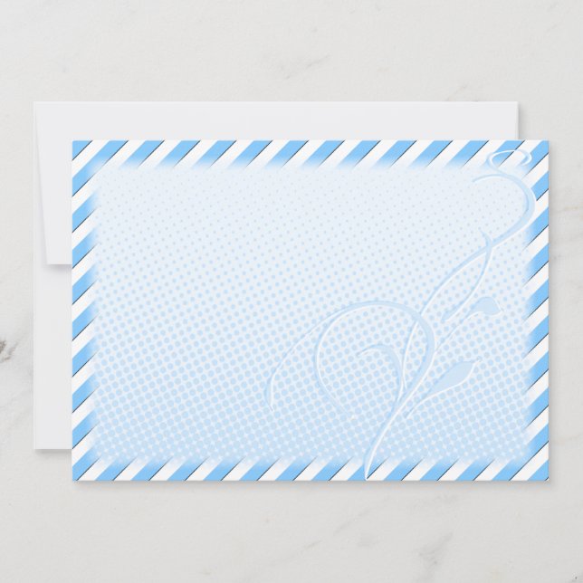 Carte Points et rayures bleus et fleuris (Devant)