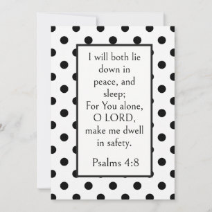 Carte Points noirs, Psaume 4:8 Verset biblique, Paisible