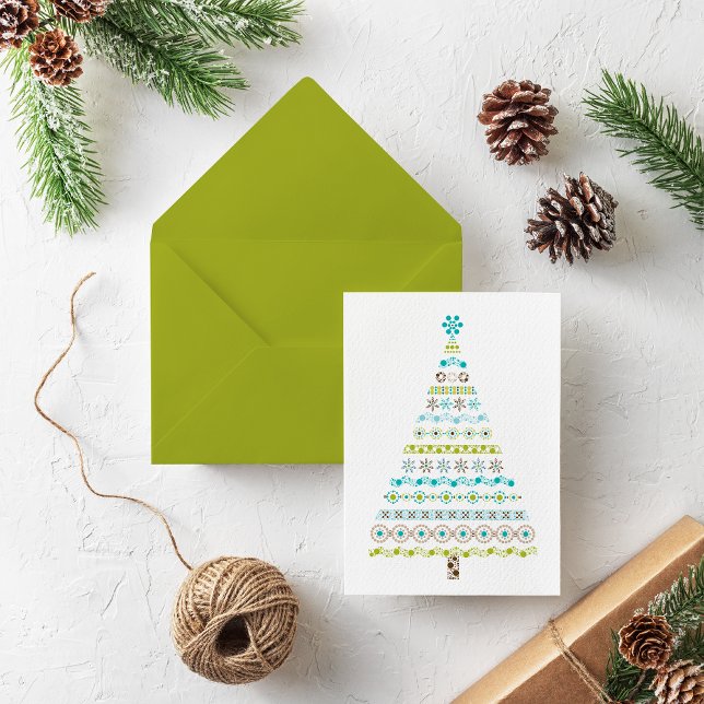 Carte Points rétro Arbre de Noël Joyeux jours fériés (Créateur téléchargé)