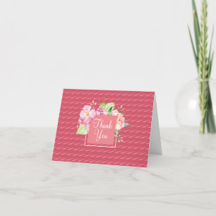 Carte Points roses et corail floral vierges à l'intérieu