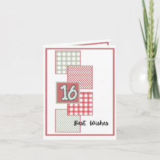 Carte Points rouges et de taille et En vichy - 16e anniv