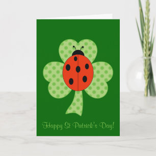 Carte Pois shamrocks et coccinelle Saint Patrick