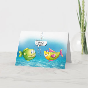 Carte Poisson Anniversaire avec bulles