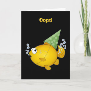 Carte POISSON anniversaire tooting oops!