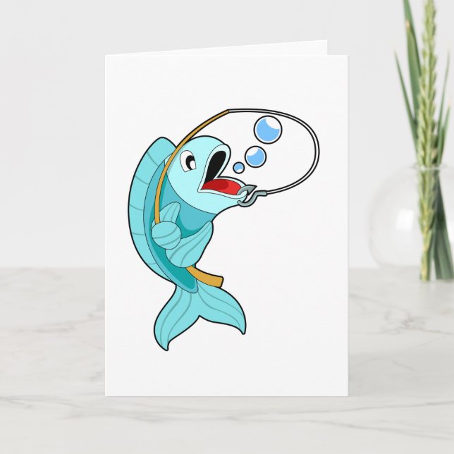 Carte Poisson avec canne à pêche (Devant)