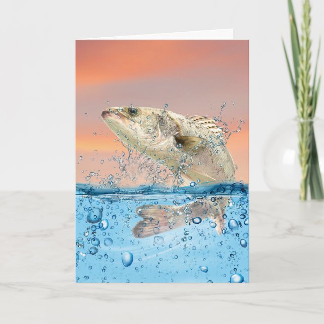 Carte Poisson d'anniversaire dans l'eau (Devant)